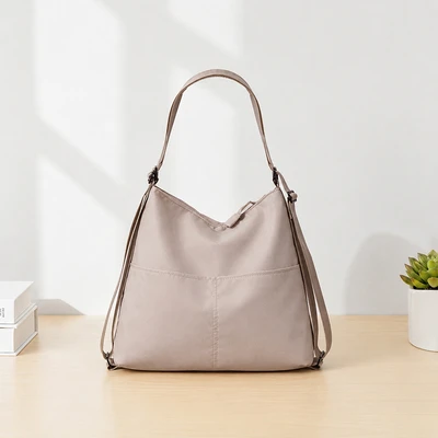 Gambar Ataru Basic Sling Bag Tote Bag Backpack Nylon 3 in 1 Ukuran L - Krem Khaki