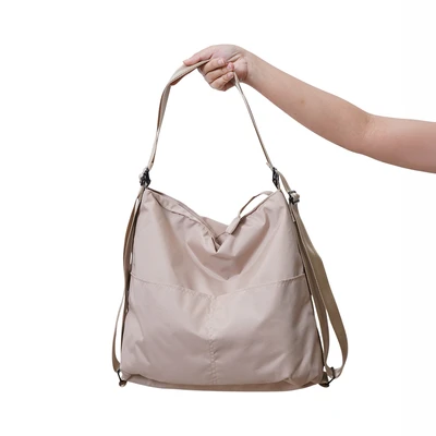 Gambar Ataru Basic Sling Bag Tote Bag Backpack Nylon 3 in 1 Ukuran L - Krem Khaki