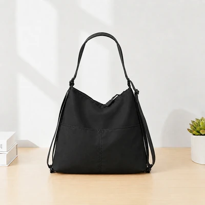 Gambar Ataru Basic Sling Bag Tote Bag Backpack Nylon 3 in 1 Ukuran L - Hitam