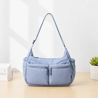 Gambar Ataru Tas Selempang Puffy Nylon Ukuran M - Biru Ash