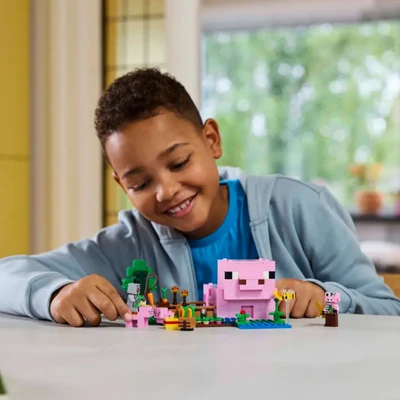 Gambar LEGO Minecraft The Baby Pig House Set 238 Pcs 21268 - Pink