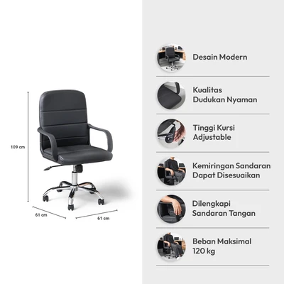 Gambar Informa G Neo Mjolnir Kursi Kantor Sandaran Rendah - Hitam