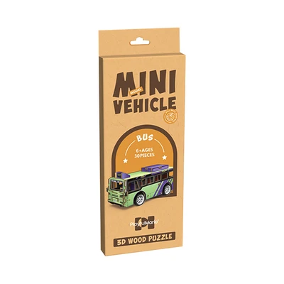 Gambar Kiddy Star Puzzle 3d Kayu Bus Set 30 Pcs - Hijau