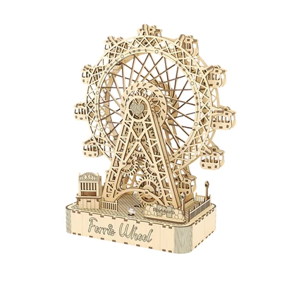 Gambar Kiddy Star Puzzle Kayu 3d Ferris Wheel Set 248 Pcs - Cokelat