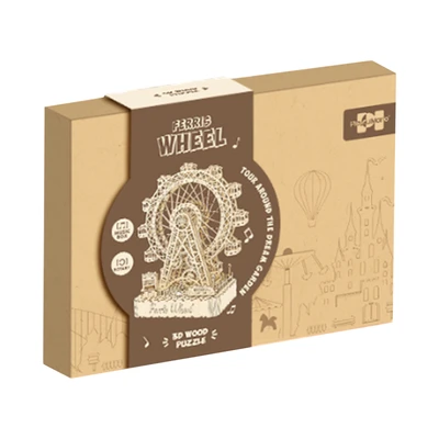 Gambar Kiddy Star Puzzle Kayu 3d Ferris Wheel Set 248 Pcs - Cokelat
