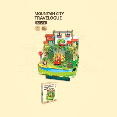 Gambar Kiddy Star Puzzle Kayu 3d Mountain City Travelogue Set 100 Pcs - Mix
