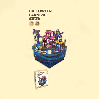 Gambar Kiddy Star Puzzle Kayu 3d Halloween Carnival Set 87 Pcs - Biru