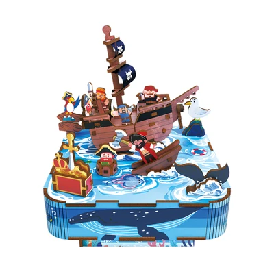 Gambar Kiddy Star Puzzle Kayu 3d Sailing Action Set 77 Pcs - Biru