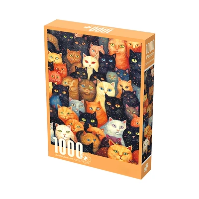 Gambar Kiddy Fun Velvet Puzzle Cat Set 1000 Pcs - Mix