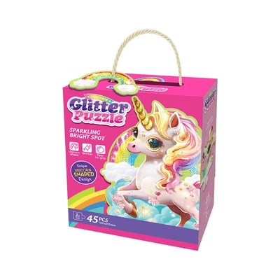 Gambar Kiddy Fun Unicorn Glitter Puzzle Set 45 Pcs - Pink