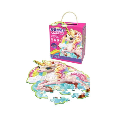 Gambar Kiddy Fun Unicorn Glitter Puzzle Set 45 Pcs - Pink