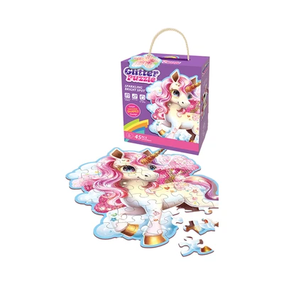 Gambar Kiddy Fun Unicorn Glitter Puzzle Set 45 Pcs - Ungu
