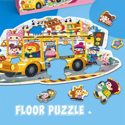 Gambar Kiddy Fun Happy Bus Floor Puzzle Set 59 Pcs - Mix