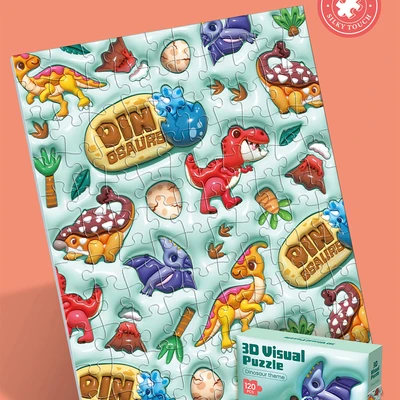 Gambar Kiddy Fun Puzzle 3d Dinosaur Set 120 Pcs - Hijau Mint