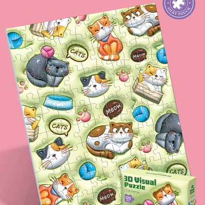 Gambar Kiddy Fun Puzzle 3d Cat Set 120 Pcs - Hijau