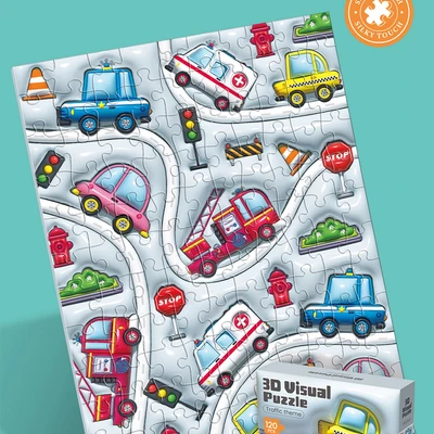 Gambar Kiddy Fun Puzzle 3d Traffic Set 120 Pcs - Putih