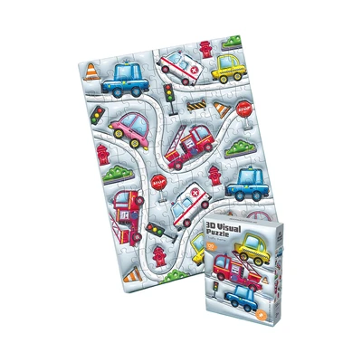 Gambar Kiddy Fun Puzzle 3d Traffic Set 120 Pcs - Putih