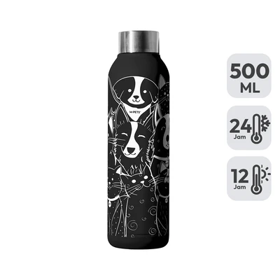 Gambar M-Pets Petjoy Botol Vacuum Flask Stainless Steel 500 ml - Hitam/Putih