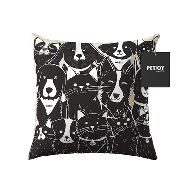 Gambar M - Pets Petjoy Bantal Sofa 36x36 cm Pet Family - Hitam/Putih