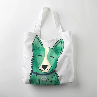 Gambar M-Pets Petjoy Tote Bag Lipat Luna - Putih/Hijau