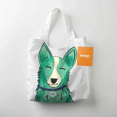 Gambar M-Pets Petjoy Tote Bag Lipat Luna - Putih/Hijau