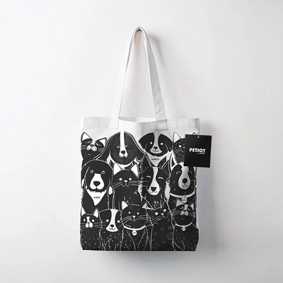 Gambar M-Pets Petjoy Tote Bag Lipat Pet Family - Hitam/Putih