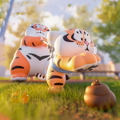 Gambar Funism Alex The Fat Tiger Minifigure Roaring Love Random