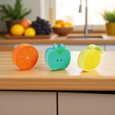 Gambar Proclean Spons Pembersih Peralatan Makan Dan Dapur Desain Buah Set 3 pcs - Mix