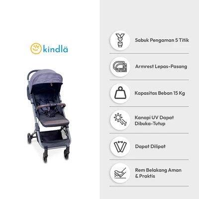 Gambar Kindla Sweat Pea Stroller Anak Push Pull Bar - Abu-Abu