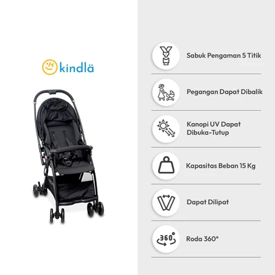 Gambar Kindla Tiny Treasure Stroller Anak Reversible - Hitam