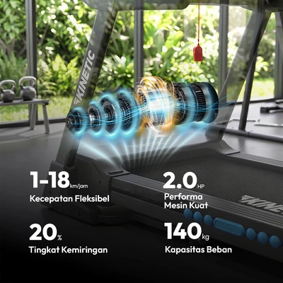 Gambar Kinetic Motrized Smart Treadmill 2 Hp 50P - Hitam