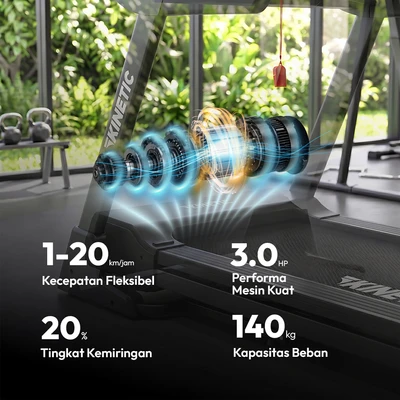 Gambar Kinetic Motrized Smart Treadmill 3 Hp 99P Tft - Hitam