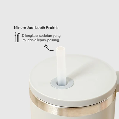 Gambar Appetite Kay Botol Vacuum Flask Stainless Steel Dengan Sedotan 880 ml - Abu-Abu