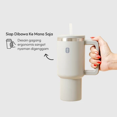 Gambar Appetite Kay Botol Vacuum Flask Stainless Steel Dengan Sedotan 880 ml - Abu-Abu