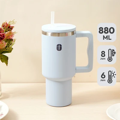 Gambar Appetite Kay Botol Vacuum Flask Stainless Steel Dengan Sedotan 880 ml - Biru