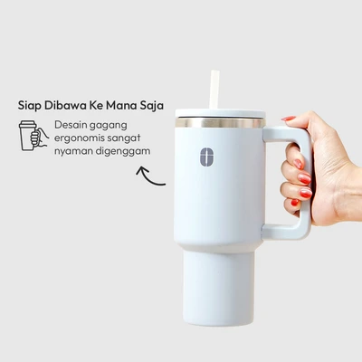 Gambar Appetite Kay Botol Vacuum Flask Stainless Steel Dengan Sedotan 880 ml - Biru