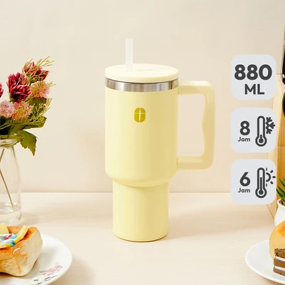 Gambar Appetite Kay Botol Vacuum Flask Stainless Steel Dengan Sedotan 880 ml - Kuning