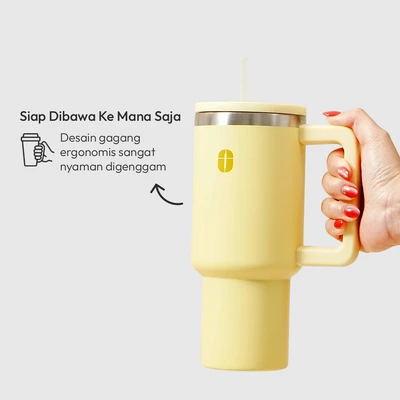 Gambar Appetite Kay Botol Vacuum Flask Stainless Steel Dengan Sedotan 880 ml - Kuning
