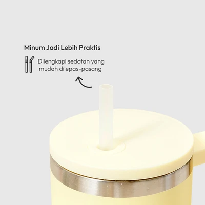 Gambar Appetite Kay Botol Vacuum Flask Stainless Steel Dengan Sedotan 880 ml - Kuning