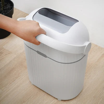 Gambar Stora Tempat Sampah Plastik Tutup Sliding 9 Liter - Putih