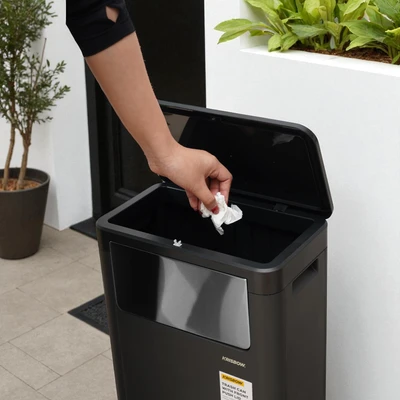 Gambar Krisbow Tempat Sampah Tutup Tekan Plastik Fornt & Upper 25 Liter - Hitam