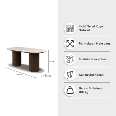 Gambar Informa Ebbie Meja Makan Travertine - Cokelat
