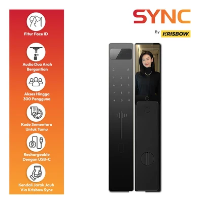 Gambar Krisbow Sync Smart Digital Door Lock Vision Face Id - Hitam