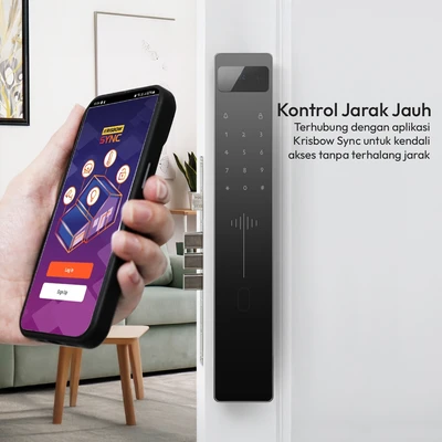 Gambar Krisbow Sync Smart Digital Door Lock Vision Face Id - Hitam