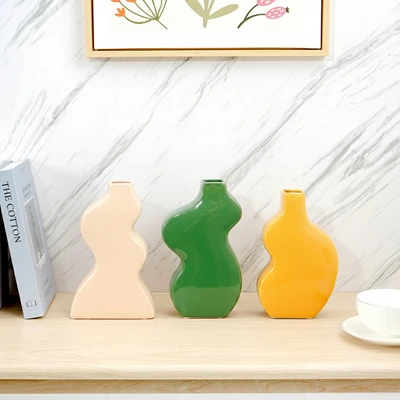 Gambar Informa Solna Vas Bunga Keramik 13.8x6.8x22.3 cm Set 3 Pcs - Mix