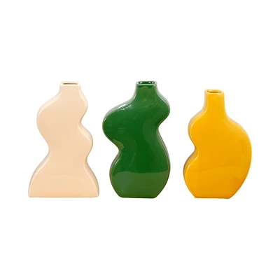 Gambar Informa Solna Vas Bunga Keramik 13.8x6.8x22.3 cm Set 3 Pcs - Mix