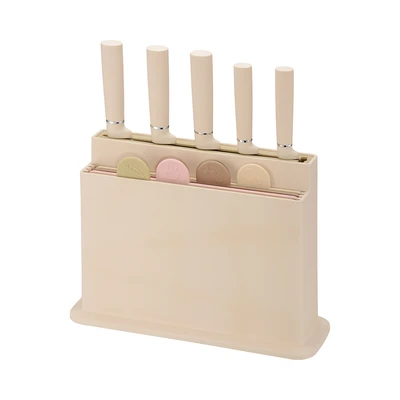 Gambar Cooking Color Hunter Pisau Dapur Dengan Talenan Set 10 pcs - Krem Beige