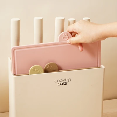 Gambar Cooking Color Hunter Pisau Dapur Dengan Talenan Set 10 pcs - Krem Beige