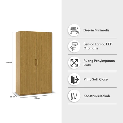 Gambar Informa Kenn Lemari Pakaian 2 Pintu - Cokelat