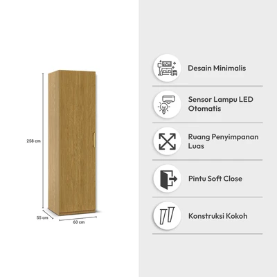 Gambar Informa Kenn Lemari Pakaian 1 Pintu - Cokelat